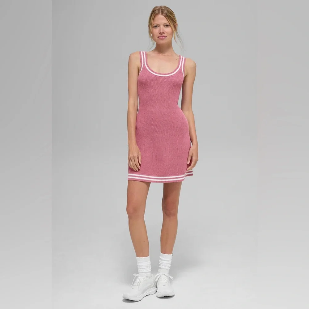 ALO Yoga Tennis Club Sweater Knit Dress size small pink wild rose - Picture 2 of 10